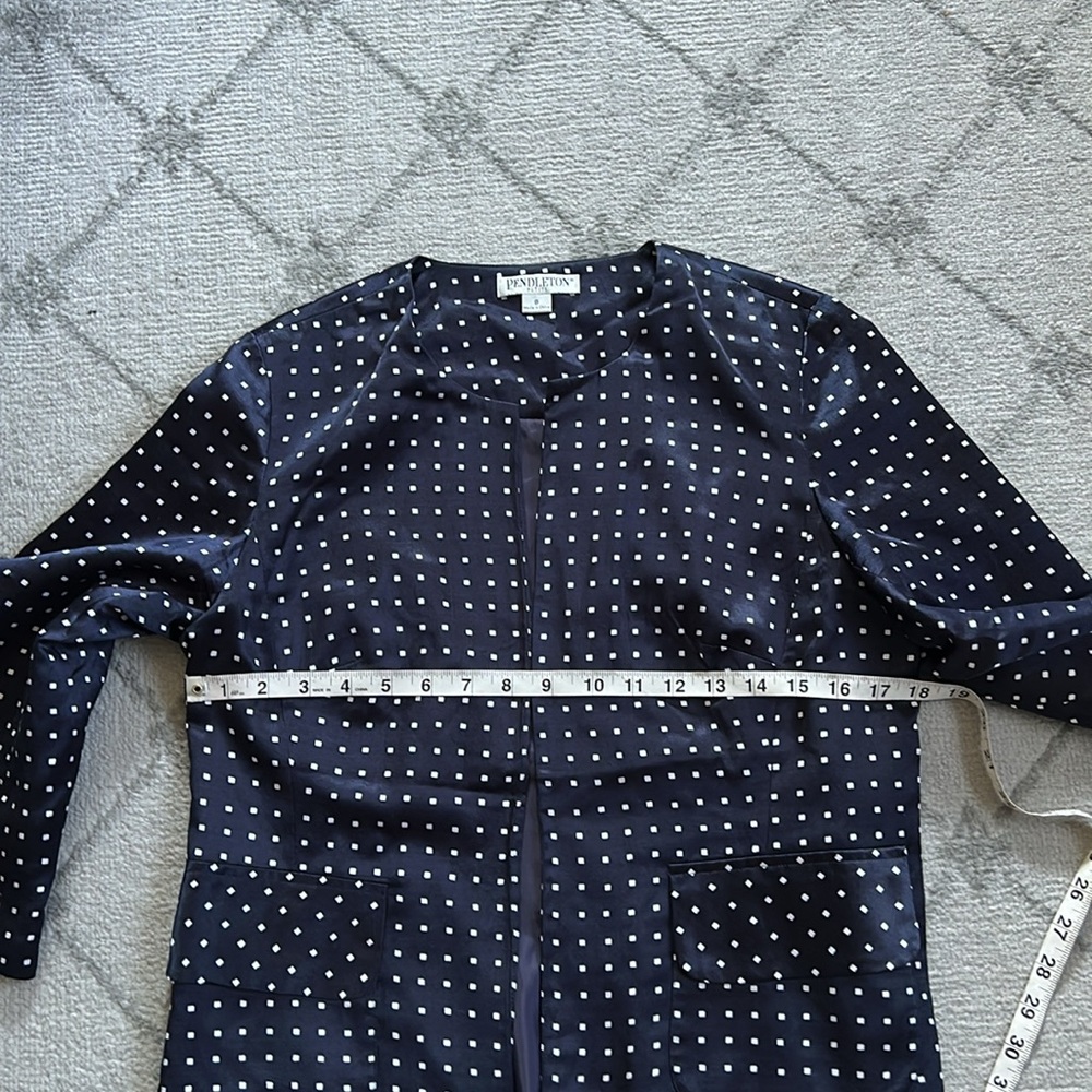 Pendleton Navy And White Square Pattern Silk Blen… - image 6